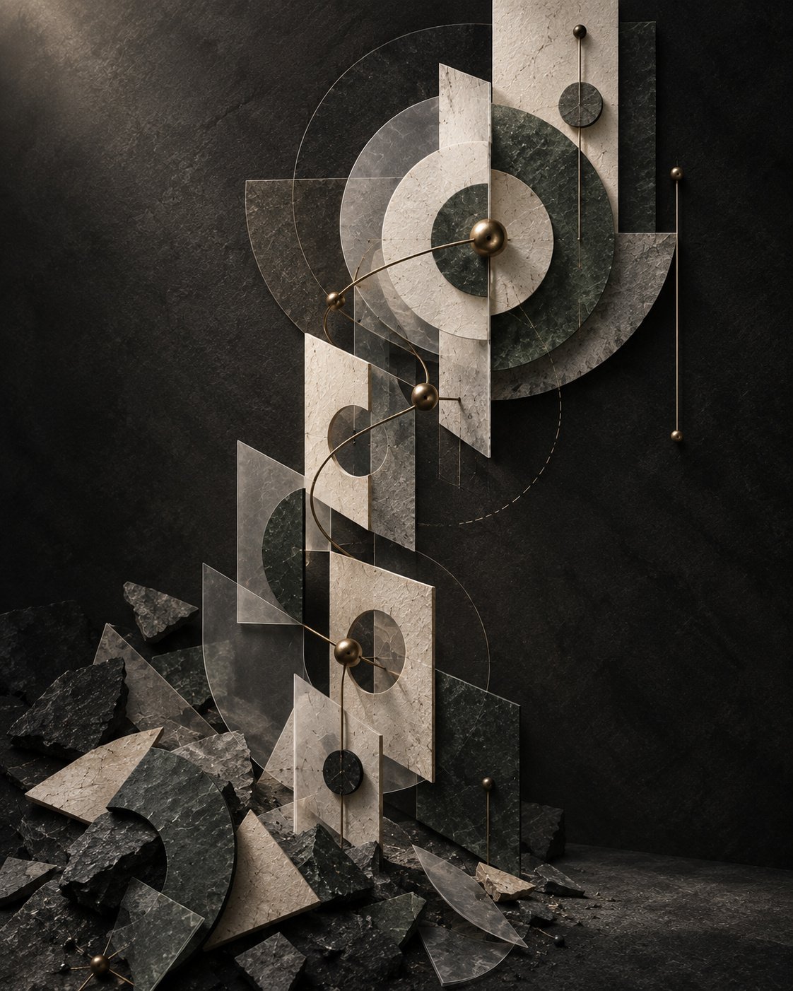 Abstract mineral composition representing digital systems, structure and judgement.
